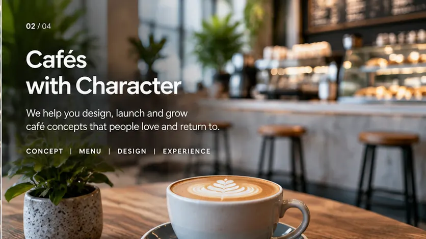Cafés with Character — concept, menu and design
